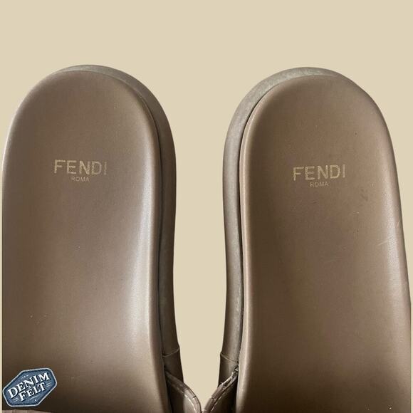 Fendi Brown Wide-Band Leather Zucca FF Logo Monogram Flat Slides | Size: 8 - Picture 12 of 16